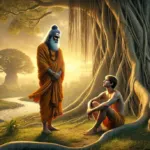 Ancient sage teaching young disciple beneath banyan image
