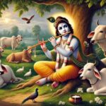 Lord Krishna with cows image
