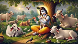 Lord Krishna with cows image