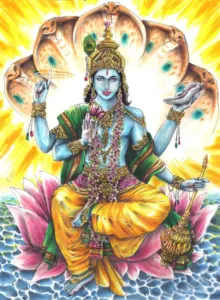 Lord Vishnu on lotus image