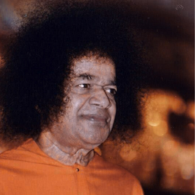 Shri Sathya Sai Baba Floral Throne Portrait Image