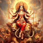 Goddess Durga on lion image