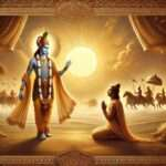 Lord Krishna guiding Arjuna before battle image
