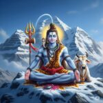 Lord Shiva meditating on Kailash image