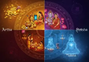 Four Purusharthas Artha Dharma Kama Moksha image