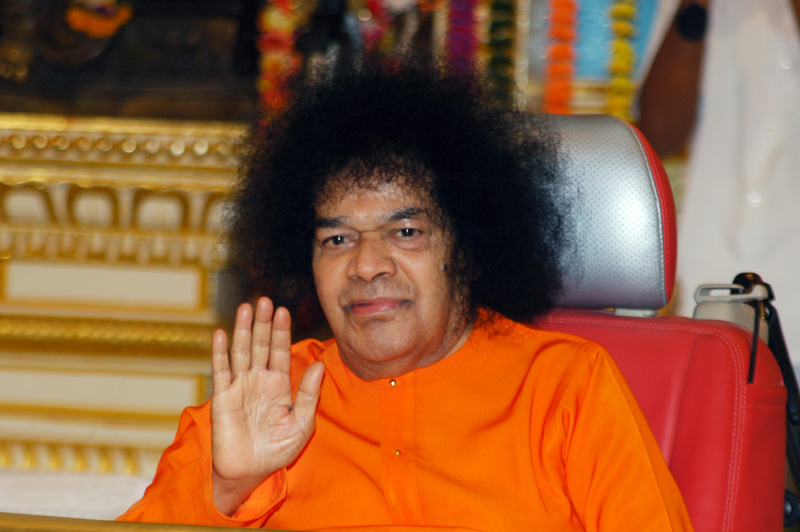 Poem - Pleasure and Pain 122 Bhagwan Shri Sathya Sai Baba Floral Garland Portrait Image