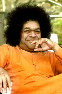 Sathya Sai Baba resting head hand picture.