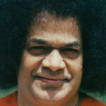 Sathya Sai Baba temple blessing moment picture.