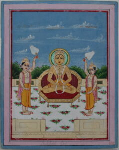 Seated Jain Tirthankara with attendants painting image