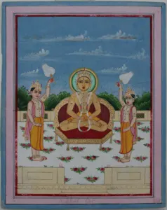 Seated Jain Tirthankara with attendants painting image