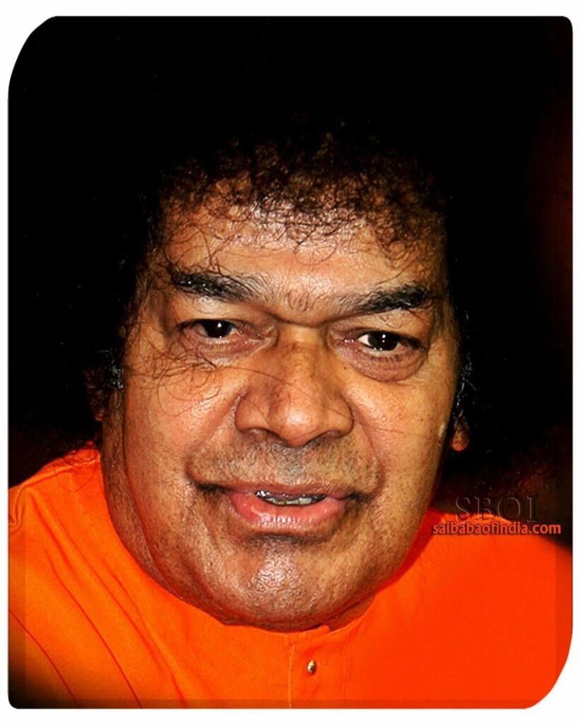 Shri Sathya Sai Baba Blessing Devotees Portrait Image