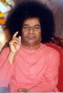 Shri Sathya Sai Baba Throne Seated Blessing Picture