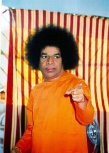 Sathya Sai Baba pointing finger photo.