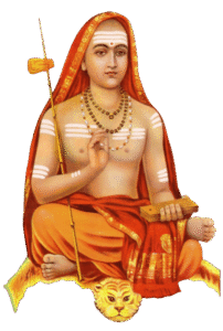 Adi Shankaracharya holding scriptures blessing devotees image