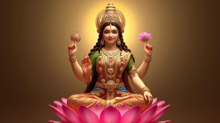 Goddess Lakshmi on lotus image