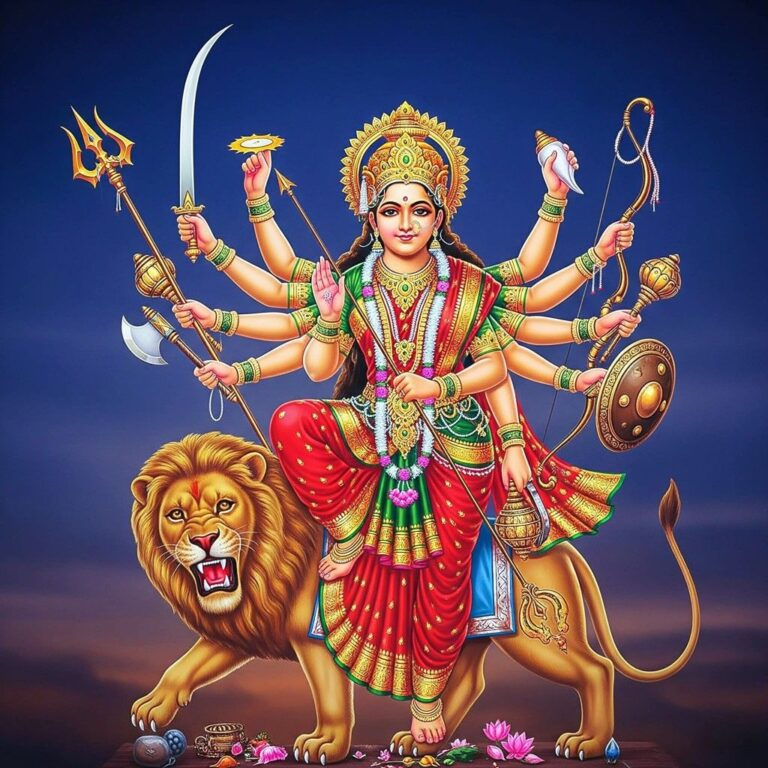 Goddess Durga with lion image