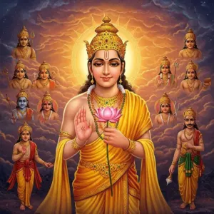 Divine figures surrounding central deity painting photo