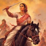 Rani Lakshmibai riding horse with sword