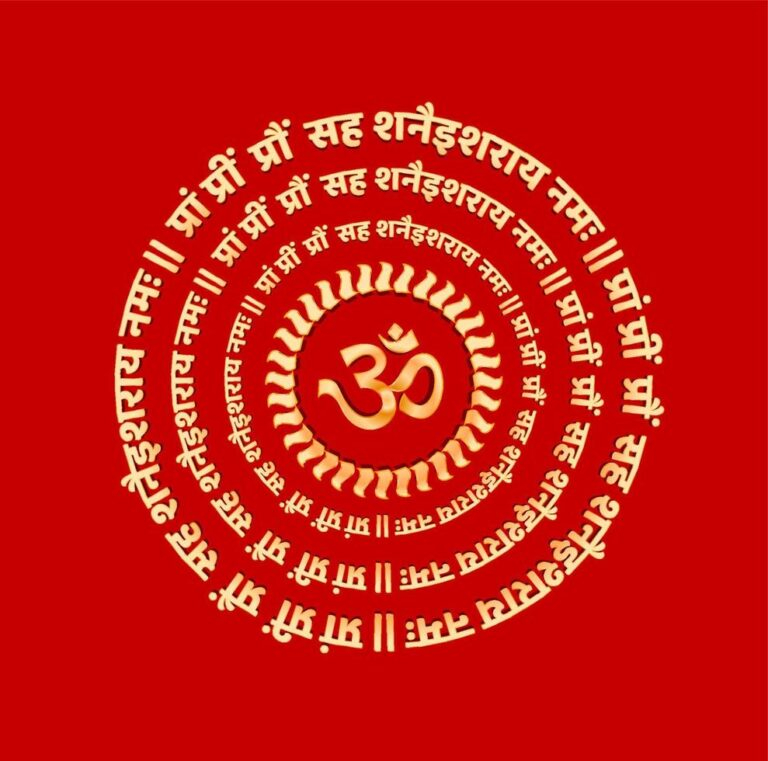 lord shanidev mantra in sanskrit calligraphy vector