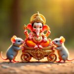 Lord Ganesha with Mooshak on golden chariot
