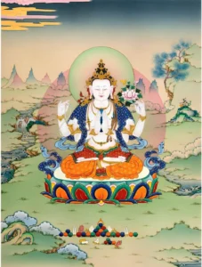 Divine Bodhisattva Seated On Sacred Lotus Throne