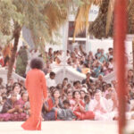 Sathya Sai Baba blessing gathered devotees image