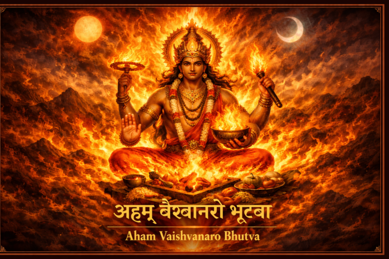 Lord Vishnu as Vaishvanara amidst cosmic fire