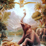 Gajendra Moksha by Lord Vishnu illustration