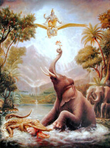Gajendra Moksha by Lord Vishnu illustration