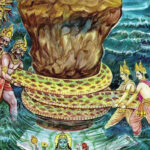 Samudra Manthan by devas and asuras illustration