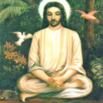 Jesus Christ meditating peacefully in nature image