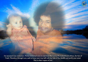 Bhagwan Shri Sathya Sai Baba with loving child