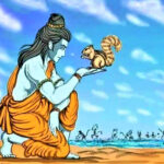 Lord Rama offering kindness to little squirrel