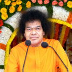 Shri Sathya Sai Baba delivering divine spiritual discourse