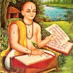 Saint Tulsidas writing sacred devotional scripture