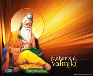 Maharishi Valmiki writing the sacred Ramayana