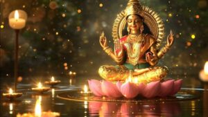 Divine Goddess Annapurna Seated On Sacred Lotus