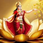 Divine Goddess Annapurna Standing On Sacred Lotus