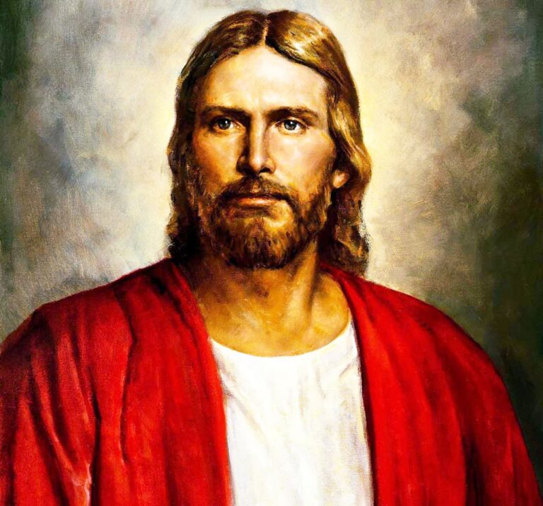 Classical painting of Jesus Christ portrait.