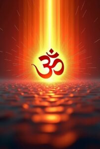 Radiant Om symbol with divine golden light