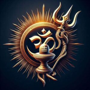 Sacred Om with Shiva Lingam and Trishul