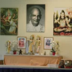 Swami Sivananda spiritual altar with deities