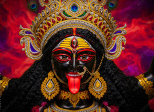 Goddess Kali with fierce divine form symbolizing protection and transformation