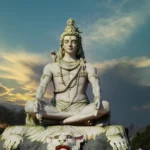 Lord Shiva meditating in Padmasana on Mount Kailash