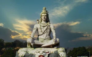 Lord Shiva meditating in Padmasana on Mount Kailash