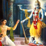 Lord Vishnu appearing before Dhruva in divine vision