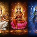 Tridevi goddesses Saraswati Lakshmi Kali divine forms