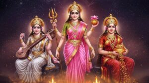 Tridevi Saraswati Parvati Lakshmi divine forms