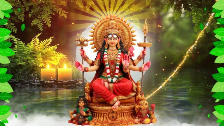 Goddess Durga seated with divine blessings