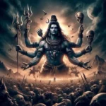 Powerful Lord Shiva holding trident amidst skulls, Shiva Avatar